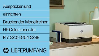 Auspacken und Einrichten  Drucker der Modellreihen HP Color LJ Pro 32013204 3288  HP Support [upl. by Atiuqes]