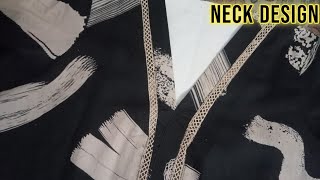 VPlacket Neck Design With Joint Lace Cutting and Stitching Easy Sewing Tutorial [upl. by Jamesy]