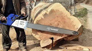 Big wood for a big chainsaw FarmerTec G888 with Holzfforma bar cutting huge amp hard wood [upl. by Hasile]