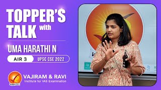 Toppers Talk with Uma Harathi N AIR 3  Vajiram amp Ravi [upl. by Tik]