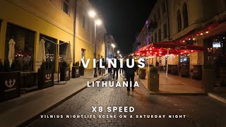 Vilnius  Lithuania  Vilnius nightlife scene on a Saturday night  4K 60 FPS  x8 [upl. by Hannahsohs]