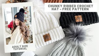 Chunky Ribbed Crochet Hat Pattern [upl. by Palocz59]