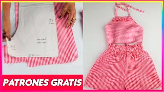 DIY Cómo hacer conjunto short y blusa para niñas paso a paso [upl. by Tabatha310]