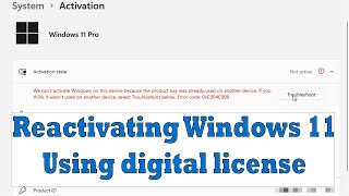 How to Activate Windows 11 using Digital License  Reactivate Windows After Hardware Change [upl. by Krishnah]