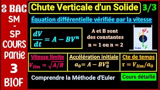 P3 Chute Verticale  Équation différentielle vérifiée par la vitesse et Méthode dEuler [upl. by Rodl]