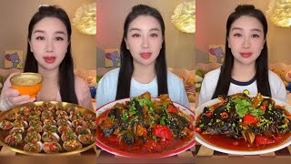 103Eat Raw pickled blood clams Spicy 🔥 🥵 monkfish fin bananamukbang mukbang kingcrablegsmukbang [upl. by Drew400]