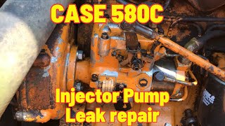 CASE580C INJECTOR PUMP LEAK REPAIR TUTORIAL ONE ORING REPLACED WITHOUT REMOVING THE PUMP [upl. by Nilauqcaj]