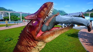 Allosaurus amp Suchomimus Breakout amp Fight  Jurassic World Evolution Dinosaurs Fighting [upl. by Titania82]