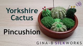 Yorkshire cactus pincushion  Yorkshire button craft  fun project with Yorkshire button looms [upl. by Derina]