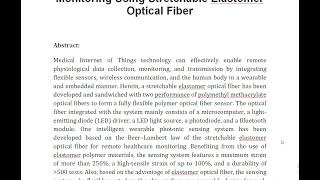 Intelligent Wearable Photonic Sensing System for Remote Healthcare Monitoring Using Stretchable Elas [upl. by Selwin]