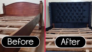 DIY How To Make A Tufted Headboard For Your Old Bed  Bed Transformation DIY [upl. by Nairad]