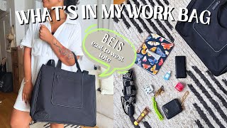 WHATS IN MY WORK BAG  Beis East to West Tote Review [upl. by Nesyaj]