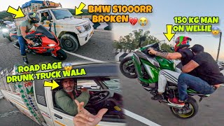 BMW S1000RR😨 Hit by Truck Driver🤬  Road Rage🥵  New Superbike Broken💔 aalyanvlogs1299 [upl. by Anuahsed]