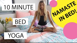 10 MIN BED YOGA FOR BEGINNERS [upl. by Elbertina]