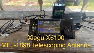 MFJ1898 Telescoping Antenna paired with the Xiegu X6100…The first POTA field trip [upl. by Imojean808]