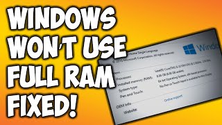 quotWindows RAM Fix How to Make Your PC Use Full RAMquot [upl. by Brnaby]