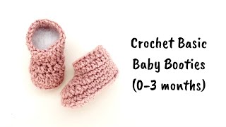 Crochet Basic Baby Booties 03 months [upl. by Assenna]