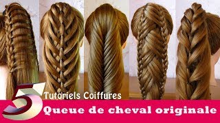 Tutoriels Coiffures queue de cheval originale 5 idées🌸 Ponytail Hairstyles [upl. by Candi]