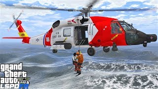 GTA 5 LSPDFR Coastal Callouts USCG Jayhawk Helicopter Rescues 7 People That Abandoned A Sinking Ship [upl. by Nolaj658]