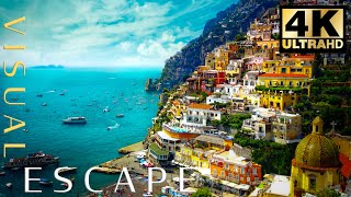 Amalfi Coast  Italy  Drone FlyBy in 4k  A Visual Escape With Relaxing Music [upl. by Beker]