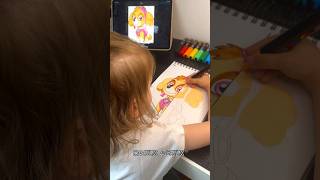 Drawing SKYE from Paw Patrol with Posca Markers Me VS my 4 years old daughter Part 2 shorts [upl. by Margette486]