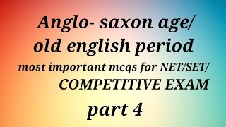 most important mcqs on anglo saxon age part 4 EnglishLiterature004 [upl. by Danila]