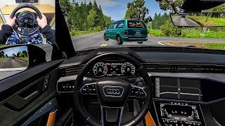 Audi S6 TFSI Quattro  BeamNG Drive Steering Wheel Gameplay [upl. by Dann]