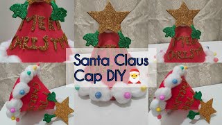 Santa Claus Cap With Paper  SantaCap Making At Home  DIY SantaHat Christmas DecorMERRY CHRISTMAS [upl. by Horan648]