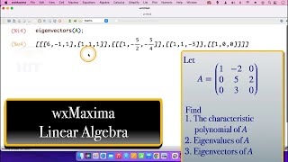 wxMaxima  Eigenvalues  Eigenvectors [upl. by Kalagher]