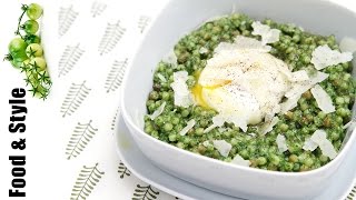 Fregola with Kale Pesto amp Poached Eggs [upl. by Anana]