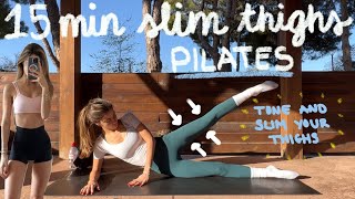 15MIN slim thighs pilates workout  tone and lengthen legs  no equipment [upl. by Annaitat411]