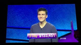 Final Jeopardy James Holzhauer passes 100000 by a long shot in 3 Days 4819 [upl. by Gemma]