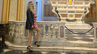 4KGranate styling walking in public sightseeing Savona capella sistina high heels [upl. by Bohs426]