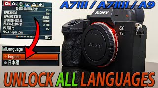 How To Unlock ALL Languages for Sony A73  A74  A9 [upl. by Lrig]