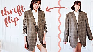 THRIFT FLIP mens blazer to womens oversize blazer  sew with me [upl. by Nefen777]