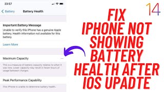 How To Fix iPhone Battery Health Not Showing After New iOS Update  New 2021 [upl. by Anerys]