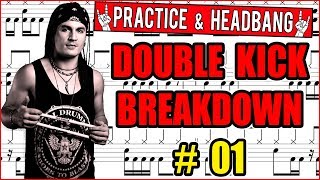 DOUBLE KICK DRUM EXERCISE  BREAKDOWN 01 by FRANKY COSTANZA [upl. by Akirdnas]