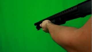 shotgun pulling out realoading and shooting from above  HD green screen footage [upl. by Demahom]