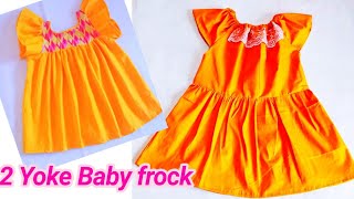 Very Easy and Beautiful 2 Yoke Baby Frock cutting and Stitching Tutorial for 12 year Baby Frock 💖 [upl. by Inness]