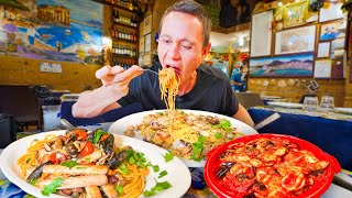 Italian Street Food in Naples SEAFOOD SPAGHETTI  Pizza in Naples Italy [upl. by Yrdua]