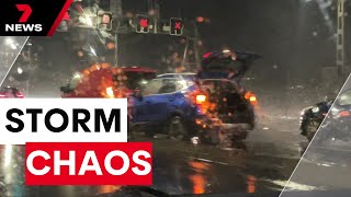 Sydney thunderstorm damages cars on Harbour Bridge  7NEWS [upl. by Teyut]