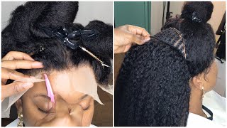 Very Detailed Kinky straight frontal hair bundles sewin install Looks natural  youthbeauty hair [upl. by Noteloc]