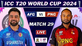 ICC T20 WORLD CUP 2024  AFGHANISTAN vs PNG MATCH 29 LIVE COMMENTARY  AFG vs PNG LIVE [upl. by Atterys]