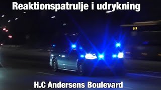 Reaktionspatrulje i udrykning på HC Andersens Boulevard Police respond Polizei Einsatzfahrt [upl. by Orfurd791]