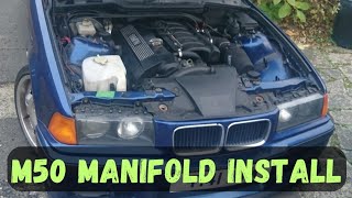 Fitting M50 inlet MANIFOLD onto M52 Engine  step by step how to DIY [upl. by Lehcsreh531]