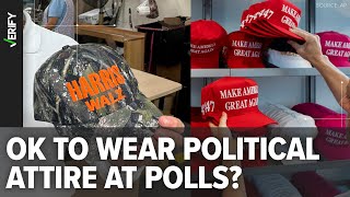 Its illegal in some states to display candidate shirts hats when voting [upl. by Aihseya]