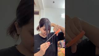 Cutting curtain bangs at home✂️ curtainbangtutorial cuttinghair haircutathome haircut hair [upl. by Buzzell]