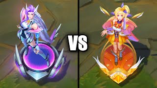 Battle Dove Seraphine vs Star Guardian Seraphine Skins Comparison League of Legends [upl. by Nelrsa]