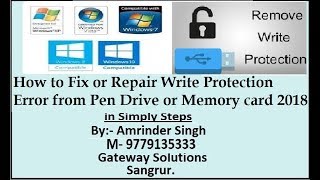 How to Fix or Repair Write Protection Pen Drive ¦ SD Card ¦ Memory card [upl. by Ecinom]