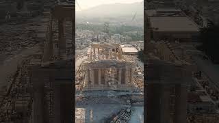 Vertical video Athens Greece Acropolis of Athens in the light of the morning sun Summer Aerial [upl. by Draw129]